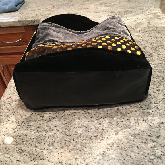 NEW GRAY and BLACK Gold Velvet Bag Boho Shoulder hobo - Picture 5 of 10